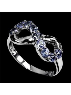 Stunning Genuine Tanzanite Infinity Ring 925 Sterling Silver Size 8
